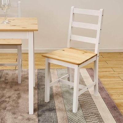 Wood furniture set with one dining table and four dining chairs