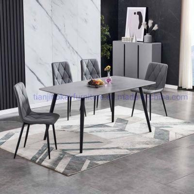 Luxury Kitchen Dining Table Marble Top Stainless Steel Table Simple Gold Legs Cafe Marble Italian Dining Table Set 6 Chair