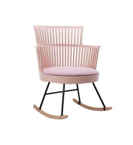 Cheap Modern Style Molded Plastic Leisure Rocking Chair Relax Rocking Chair with Metal Legs