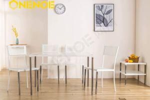 Onenoe New Design Modern Metal Furniture Dining Table Set with Mesh Top and Unique Rainbow Wood for Living Room