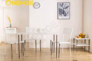 Onenoe New Design Modern Metal Furniture Dining Table Set with Mesh Top and Unique Rainbow Wood for Living Room