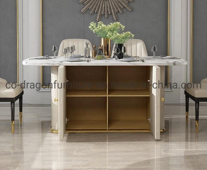 Modern Marble Top Dining Table with Cabinet for Home Furniture