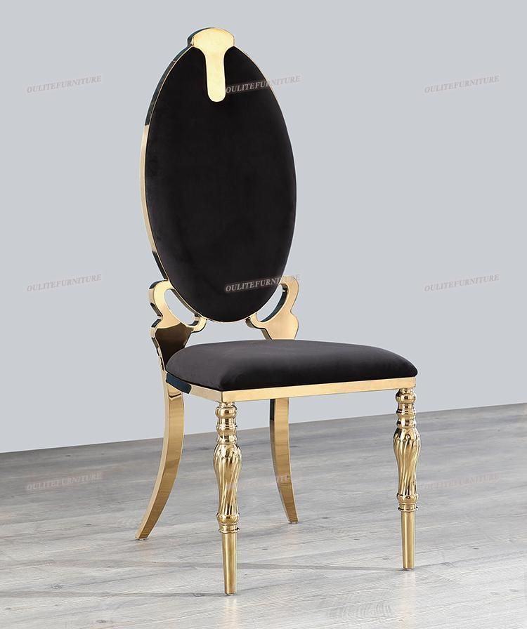 Royal Design Golden Stainless Steel Wedding Dining Chairs for Hotel