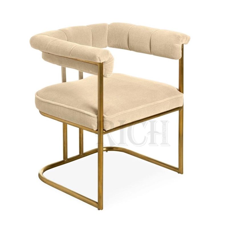 Modern Cafe Side Chair Gold Stainless Steel Metal Legs Dinner Chair