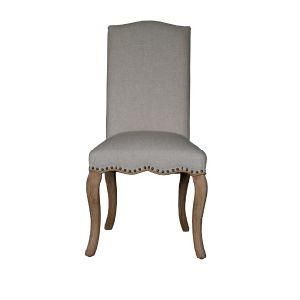 Brass Nailhead Fabric Upholstery Dining Chairs Wooden