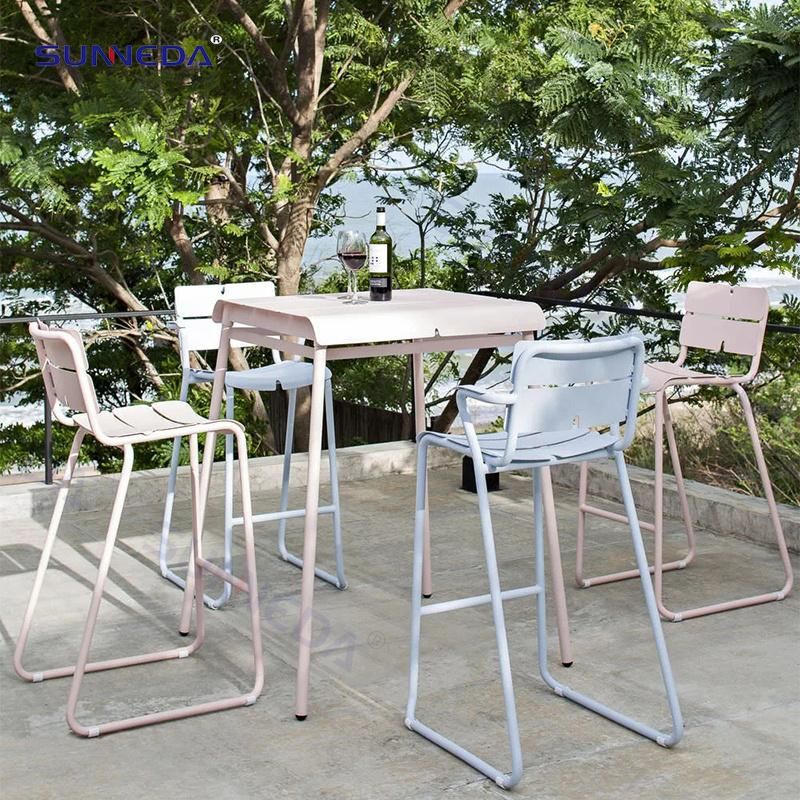 Bar Bistro Pub Chair with Table Aluminium Alloy Furniture Set
