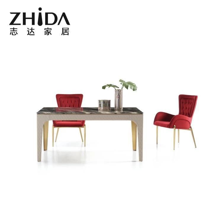 Good Price Italian Leather Upholstery Dining Table Customized Different Marble Options Dinner Tables