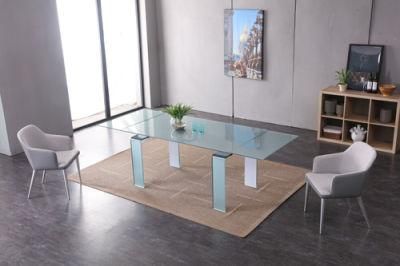 Wholesale Modern Rectangle Tempered Glass Dining Table