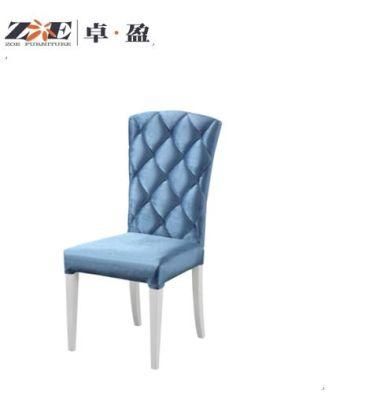 Home Furniture Solid Wood Blue Color Fabric Dining Chair