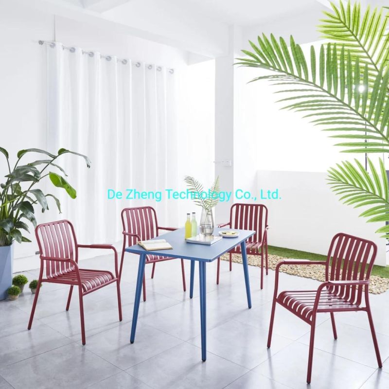 6 Seat Garden Chair and Table Aluminum Outdoor Garden Sets Foldable Dining Table Set