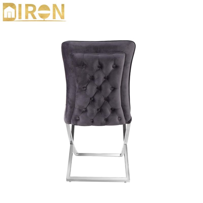 Home Furniture Wholesale Price Modern Design Velvet Fabric Stainless Steel Dining Wedding Chair