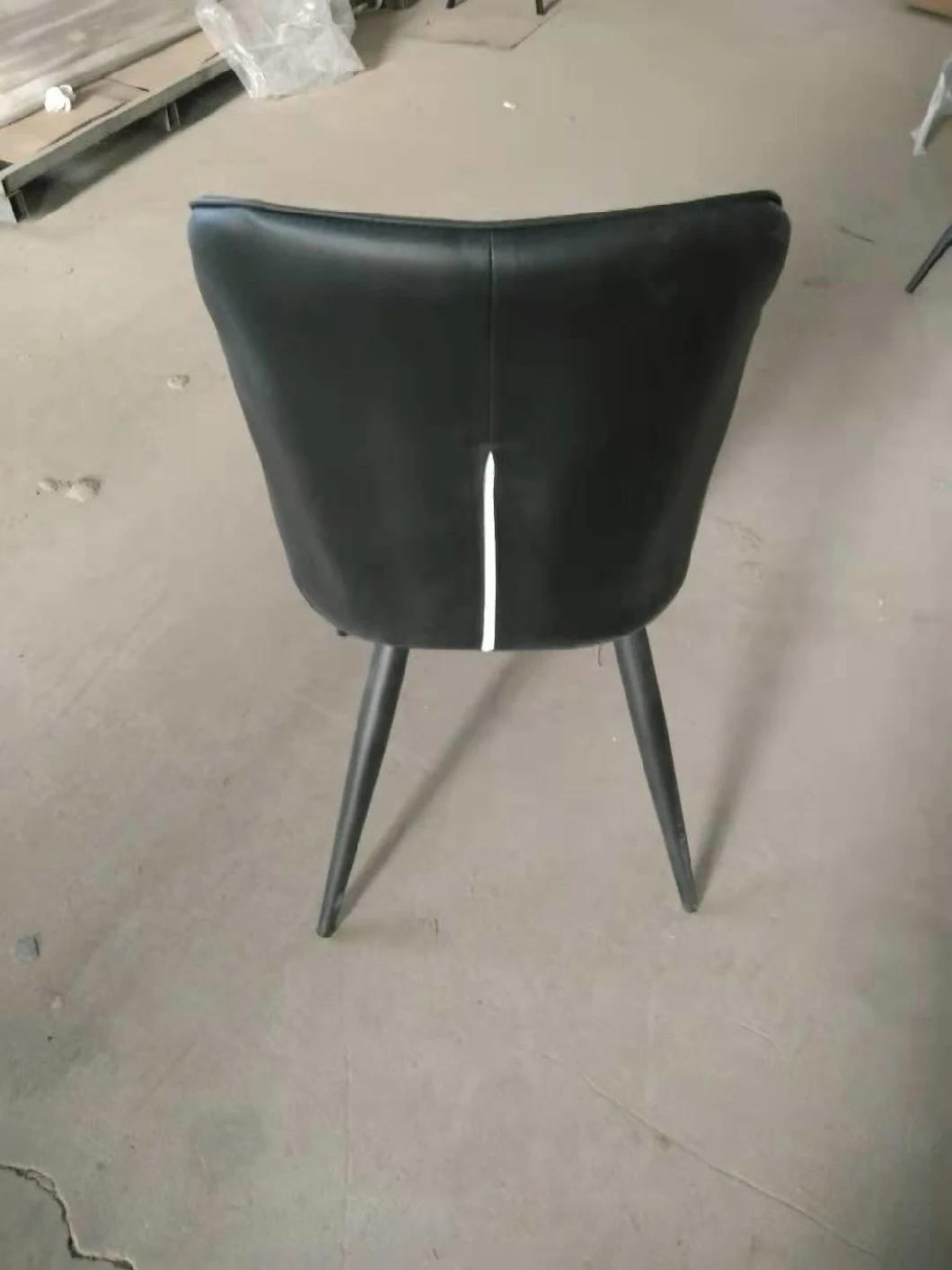 Wholesale Leisure Black Design Restaurant Nordic Metal Upholstered Cheap Modern Leather Dining Chairs