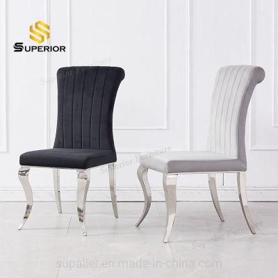European Dining Room Furniture Velvet Dining Chairs with Metal Legs