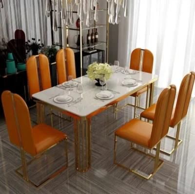 High Back Velvet Fabric Metal Dining Chair