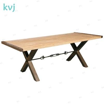 Kvj-7237 Industrial X Base Reclaimed Pine Dining Table