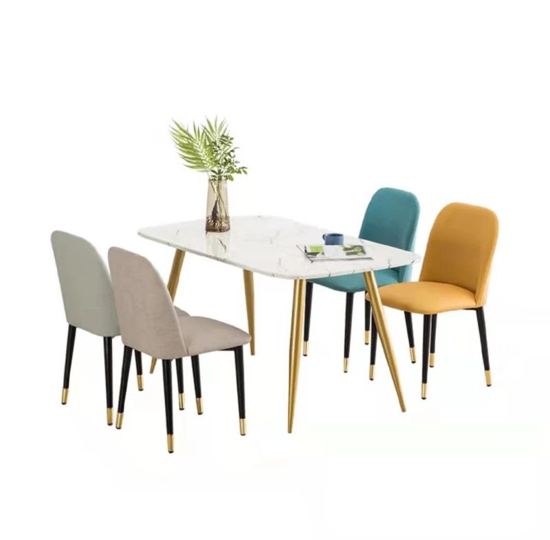 Chair Dining Room Upholstered Chair PU Leather with Metal Legs