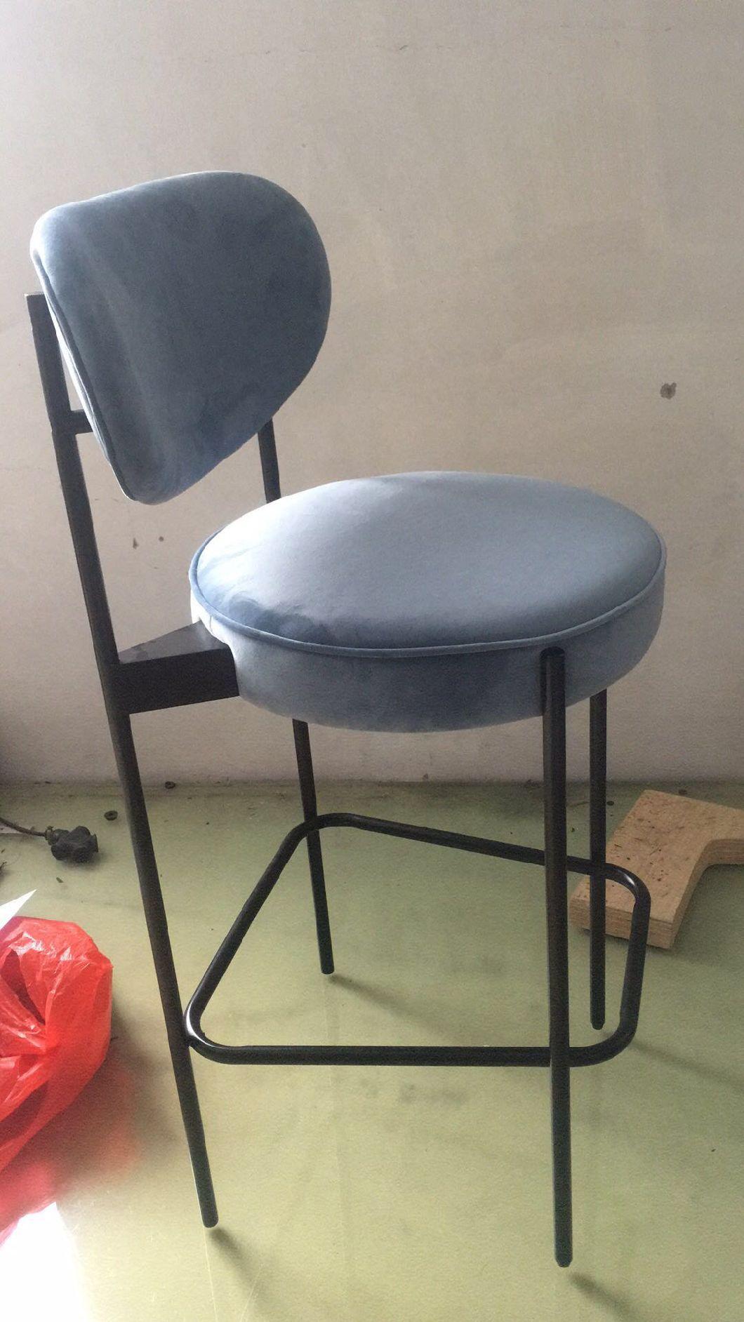 Modern Hotel Furniture Velvet Upholstered Dining Chair with Steel Legs