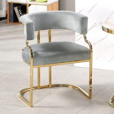 Classic Italian Metal Base Design Velvet Dining Room Chair Stainless Steel Legs Color Upholstered Velvet Dining Chairs