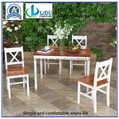 Modern Solid Pine Wood Dining Table Set with Chairs