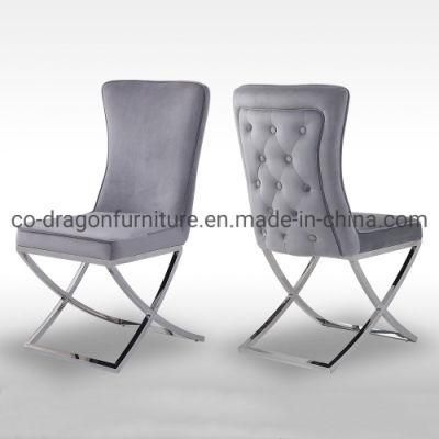 Europe Modern Furniture Metal Leg Fabric High Back Dining Chair