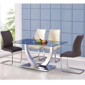 Luxury Modern Clear Glass Stainless Steel Coffee Dining Table