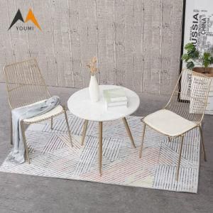New Arrival Modern Simple Metal Gold Coffee Dining Table Wooden