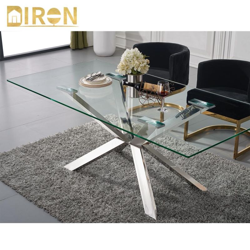 Whoelsale Dining Room Furniture Marble Dining Table with Stainless Steel