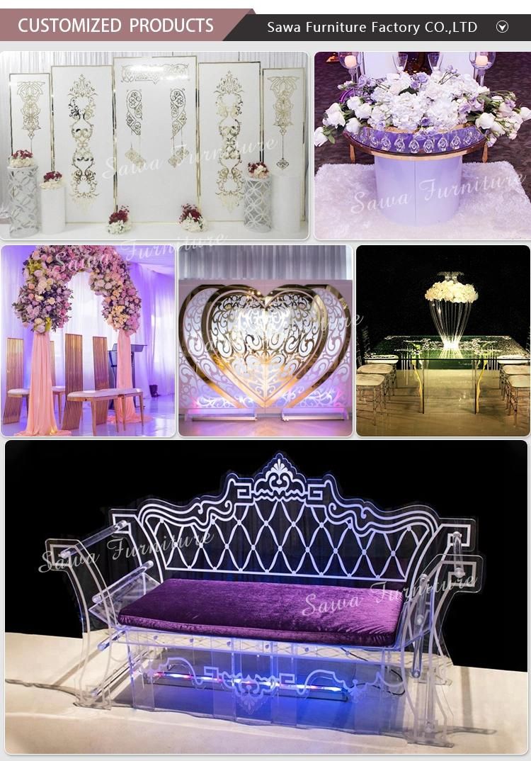 Wedding Transparent Clear Romantic Acrylic Cake Table with LED Light