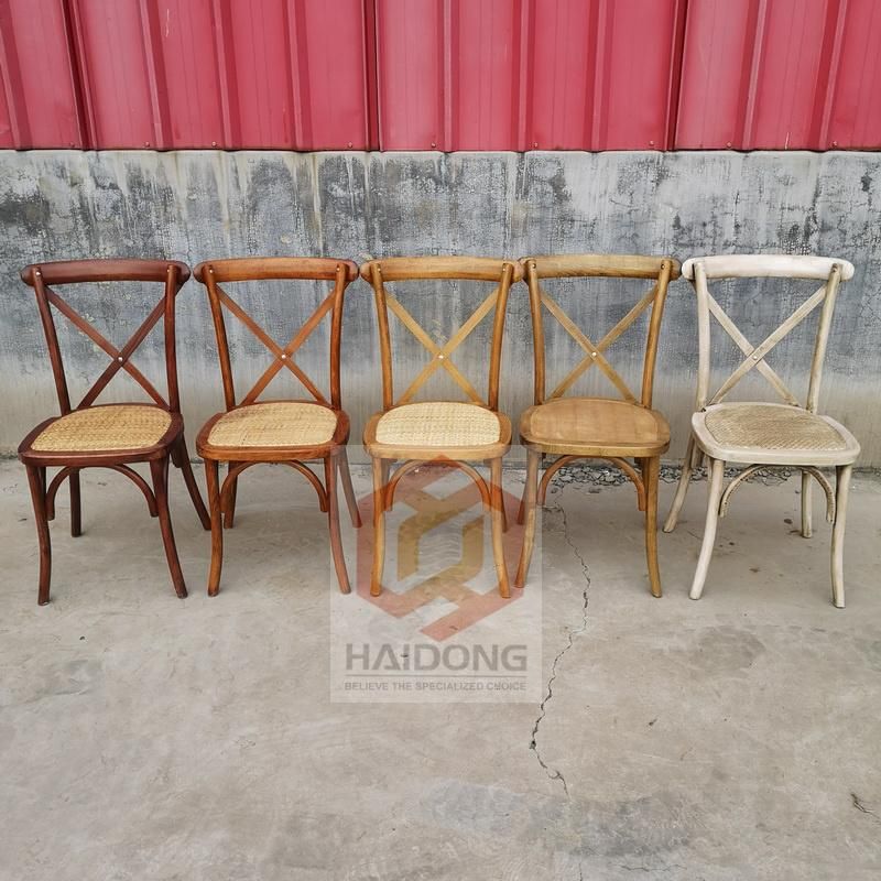 Outdoor Hotel Wedding Modern Dining Chairs Solid Wood Cross Back Chairs