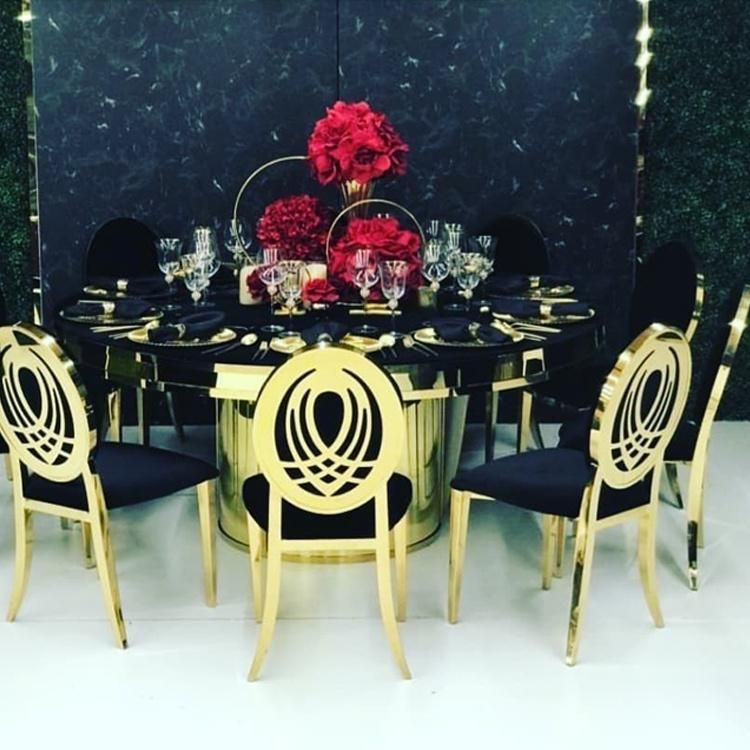 New Design Furniture Luxury Gold Wedding Carved Back Chairs