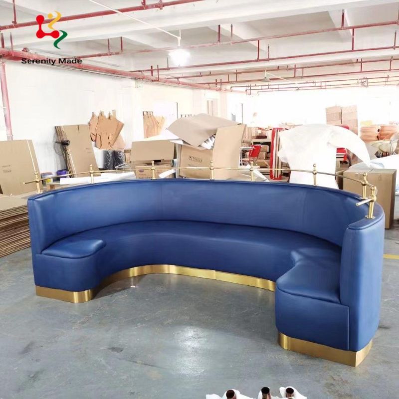 Modern Restaurant Cafe Shop Night Club Sofa Round Shape Fabric PU Upholstery Hotel Booth Seating