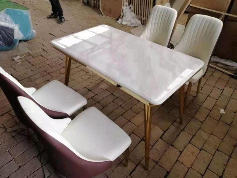 Modern Design Metal Leg Dining Table Marble Dining Table