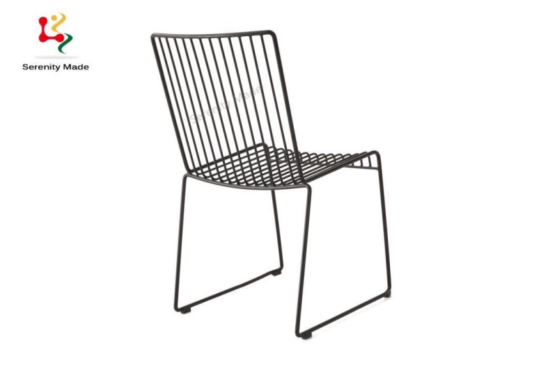 Leisure Modern Black Metal Wire Stackable Chairs for restaurant