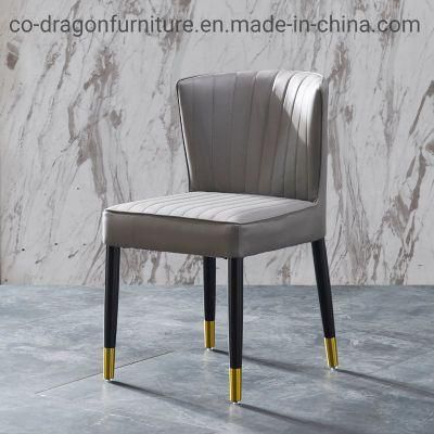 Fashion Wholesale Modern Furniture Leather Dining Chair with Wooden Legs