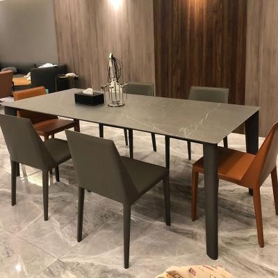 Supplier Custom Modern Rock Slab Metal Leg Dining Table