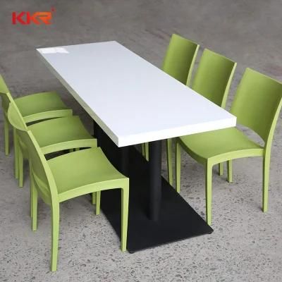 Restaurant Furniture Super White Square Marble Table Tops Solid Surface Stone Glossy Surface Table
