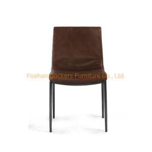 Modern Home Hotel Restaurant Furniture Wholesale Market Vintage Cow Leather Metal Dining Chair