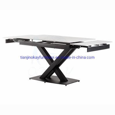 Luxury Modern Industrial 4/6/ 8-Seater Retractable Extension Ceramic Table Top Dining Table Set