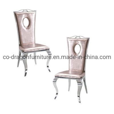 High Quality Wedding Furniture Metal Leather Stainless Steel Dining Chair