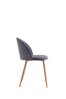 New Design Wholesale Modern Home Furniture Living Room European Wood Legs Dining Chair with Optional Colors Velvet Fabric Chair