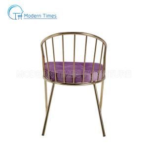 Outdoor Furniture Fashion Simple Velvet Chair Back with Golden Legs Outdoor Dining Chair
