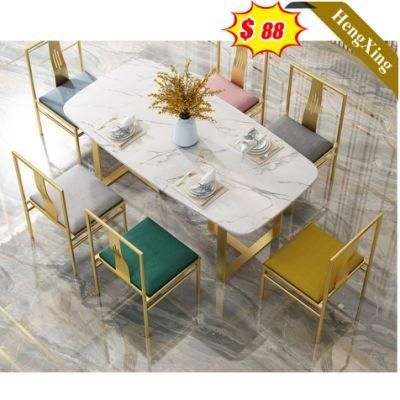 Metal Dining Room Furniture Simple Nordic Melamine Table Set Dining Table with Chair