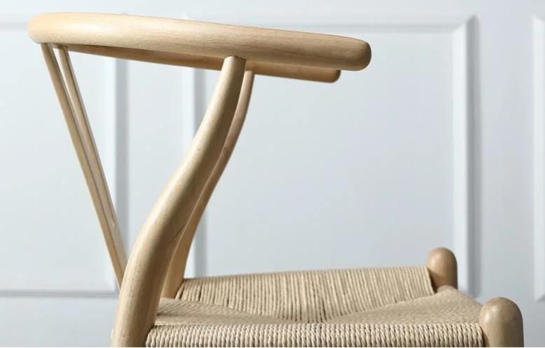 Rope Seat, Solid Beech Wood Dining Chair with Armrests