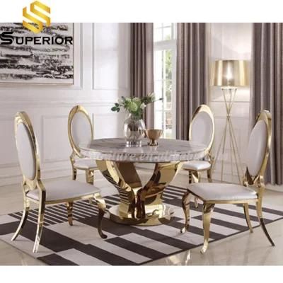 Royal Design Faux Marble Top Dining Table with Steel Frame
