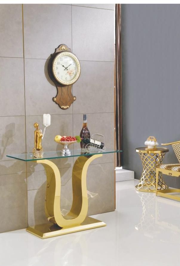 U Shape Stainless Steel Dining Table in Gold Color