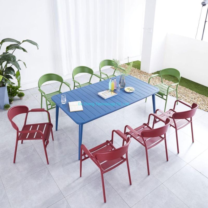 Villa Metal Aluminum Furniture Design Rattan Paito Dining Table Sets Garden Sets