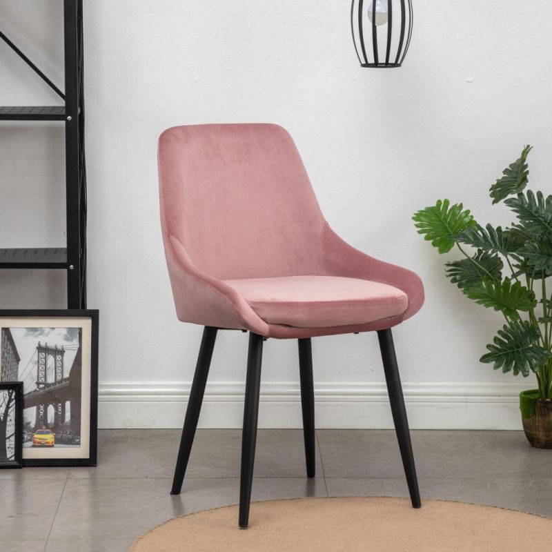 Wholesale Grey Velvet Upholstered Metal Legs Nordic Accent Furniture Modern Dining Chair