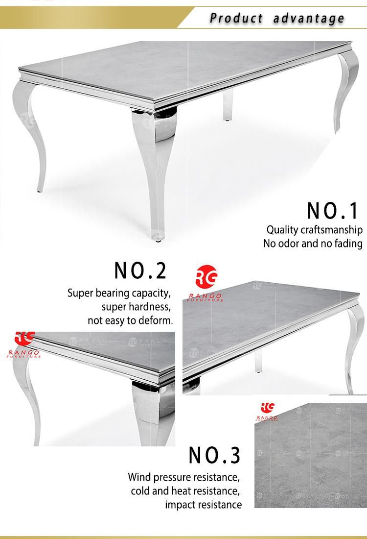 70 Inches Luxury UK Style with 6 Dining Chairs Marble Dining Table Sets Coffee Table