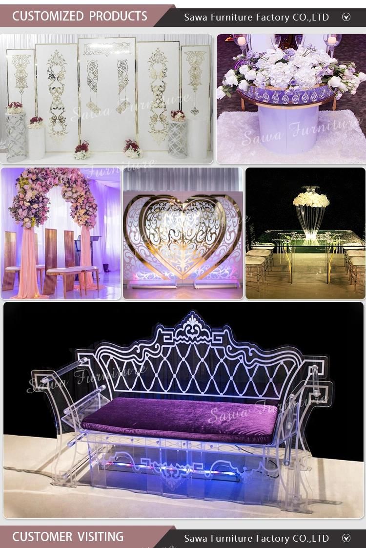 Wedding Event Round Carved Back Stainless Steel Golden Dining Chair