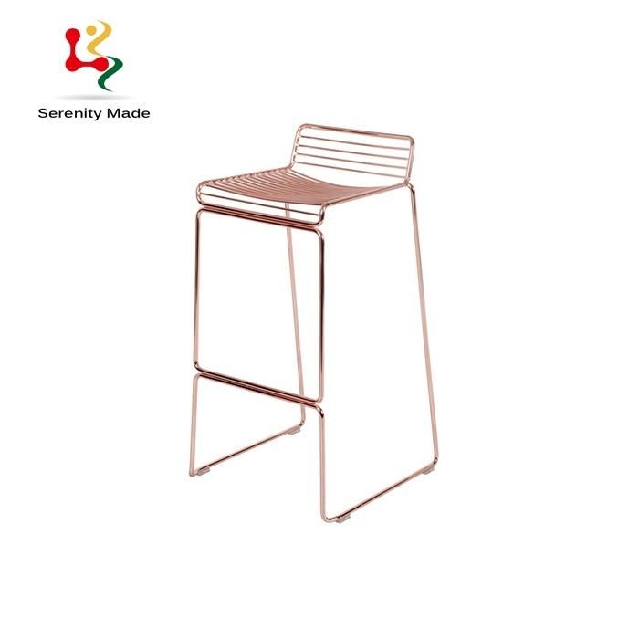 Upsacle Coffee Shop Furniture Stainless Steel High Bar Stool Chair with Footstep